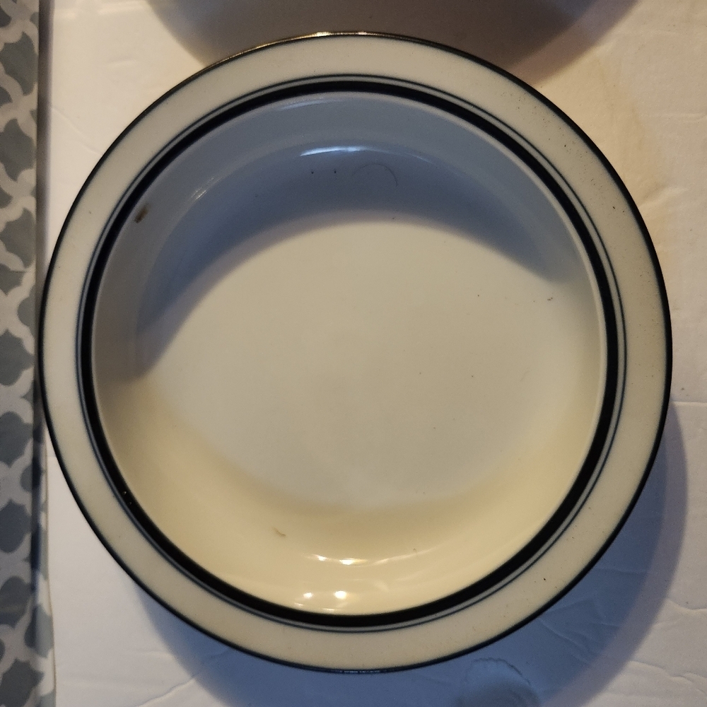 Dansk Bistro Christianshavn Elegant White and Blue Soup Bowl Set of 2